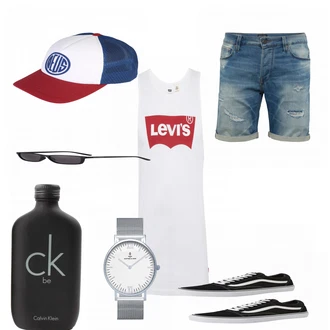Outfit mit Weiß Sneaker Vans "Rob"