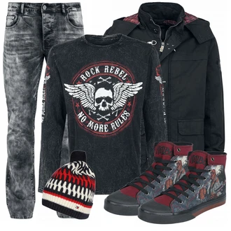 Outfit mit Mischfarben Sneaker "Rock Rebel by EMP"