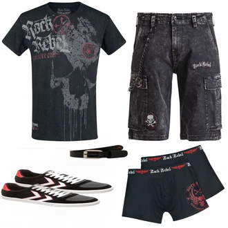 Outfit mit Rot Gürtel Diesel "Rock Rebel by EMP"