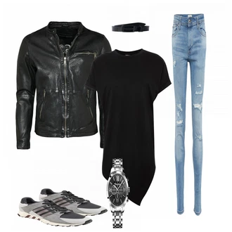 Outfit mit Schwarz Gürtel Diesel "Rock Style Urban Classics"