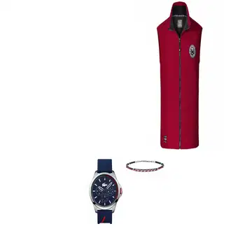 Outfit mit Blau Schmuck "rot JV style"
