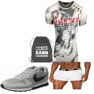 Outfit mit Blau/Grau Sportrucksack Shirtracer "RUSTY NEAL"