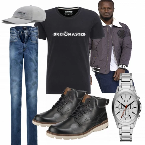 Weiß SommerJacke kombinieren mit Blau T-Shirt Dreimaster