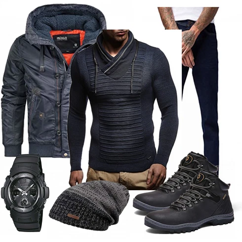 Blau Winter Parka/Regenjacke Indicode Jeans kombinieren