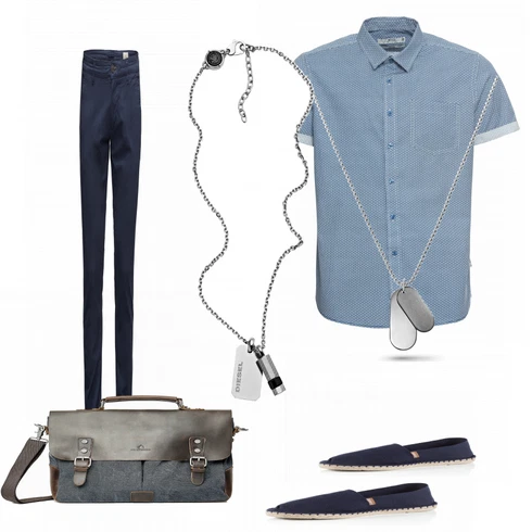 Blau Sommer Schuh Espadrij L´originale kombinieren mit Grau Schmuck, Weiß Schmuck Diesel