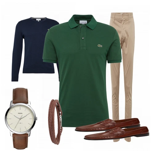 Schwarz/Grün Poloshirt Lacoste kombinieren