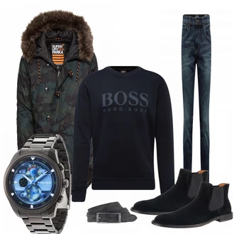 Outfit mit Schwarz WinterJacke Superdry "SDKay"
