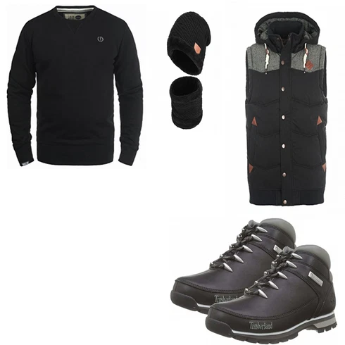 Schwarz Hut/Winter Parka BOLF kombinieren