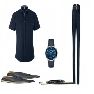 Outfit mit Blau Sportschuh Pikolinos "SeersuckerHemd"