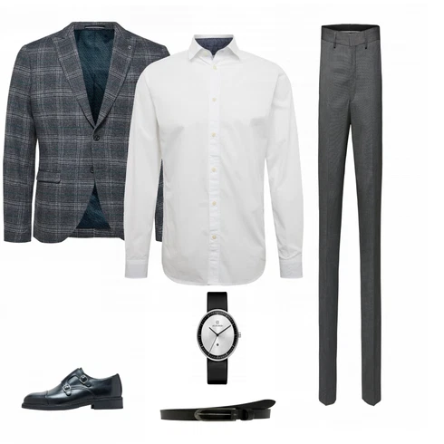 Schwarz Hausschuh SELECTED HOMME kombinieren mit Schwarz Gürtel Jack & Jones