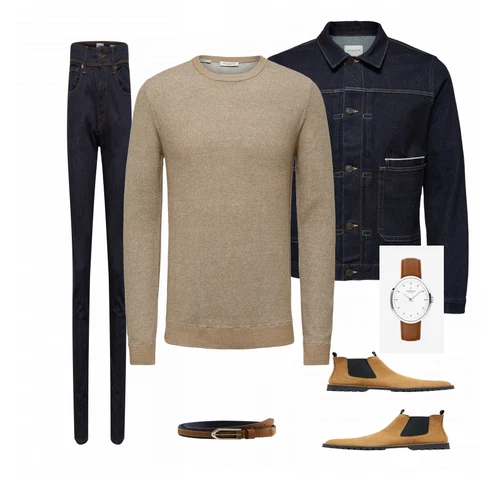 Schwarz Jeans SELECTED HOMME kombinieren mit Braun Schuh Stiefel SELECTED HOMME