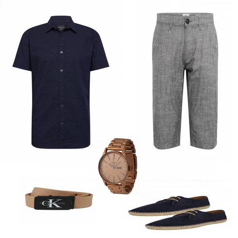 Braun Gürtel Calvin Klein kombinieren mit Blau Sommer Schuh Espadrij L´originale