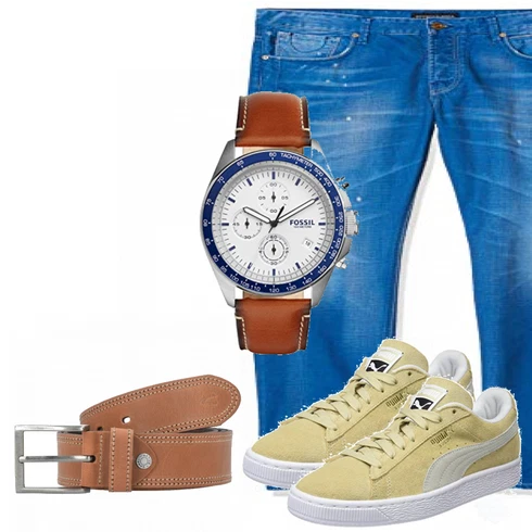Beige Trachtenmode Puma kombinieren mit Gürtel