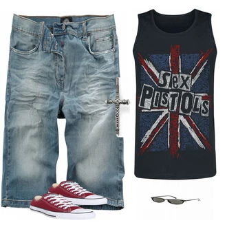 Outfit mit Weiß/Grau Sneaker Converse "Sex Pistols"