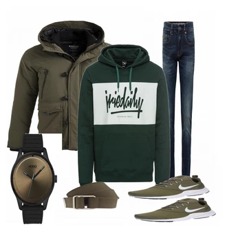 Outfit mit Grün Sneaker Nike "Simon"