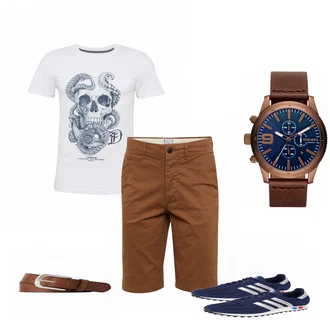 Outfit mit Rot Gürtel Tom Tailor Denim "Skull"