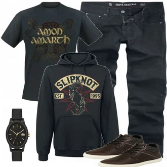 Outfit mit Schwarz Sneaker/Leder Sneaker Bullboxer "Slipknot pullover"