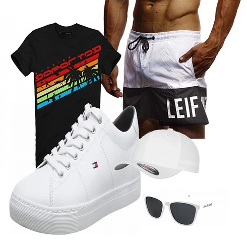 Rot Bademode Leif Nelson kombinieren mit Grau Schuh Sneaker/Schuh Tommy Hilfiger