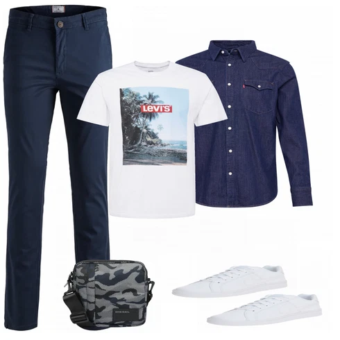 Schwarz Hose Jack & Jones kombinieren mit Weiß Schuh Sneaker Nike Sportswear
