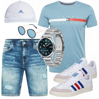Outfit mit Weiß/Grau Hut Adidas Performance "Sommer Outfit"