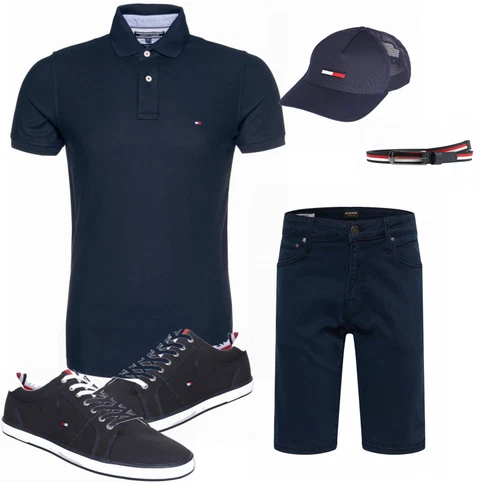 Blau Hut Tommy Jeans kombinieren mit Blau Gürtel Tommy Hilfiger
