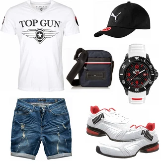 Outfit mit Grau Overall Top Gun "Sommer outfit"