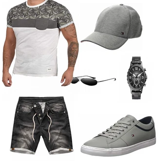 Outfit mit Grau Sneaker Tommy Hilfiger "Sommer Outfit"