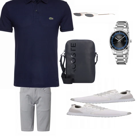 Weiß/Schwarz Poloshirt Lacoste kombinieren