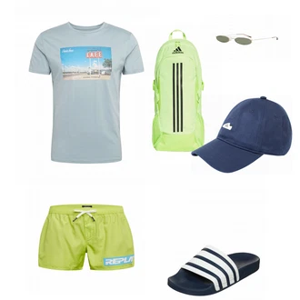 Outfit mit Grün Sportrucksack Adidas Performance "Sommer Outfit"
