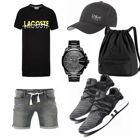 Schwarz T-Shirt Lacoste kombinieren mit Trachtenmode