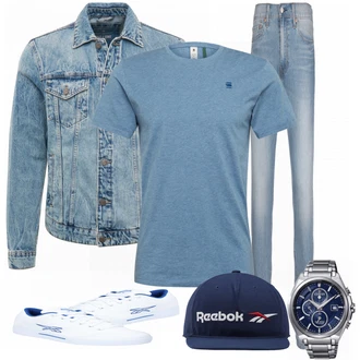 Outfit mit Sneaker Reebok Classic, Blau Hut Reebok Classic "Sommer Outfit"