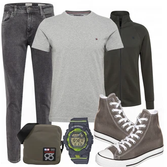 Sommer Outfits mit Grau/Schwarz Jeans SELECTED HOMME "Sommer Outfit"