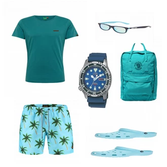 Outfit mit Blau Sandalen Crocs "Sommer Outfit"