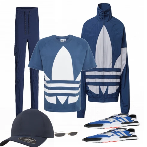Blau T-Shirt Adidas Originals kombinieren mit Blau Hoodie Adidas Originals