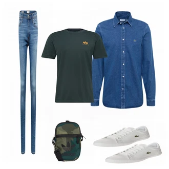Outfit mit Grau Sneaker Lacoste "Sommer Outfit"