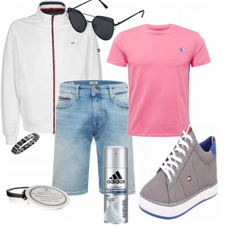 Outfit mit Grau Sneaker Tommy Hilfiger "Sommer Outfit"