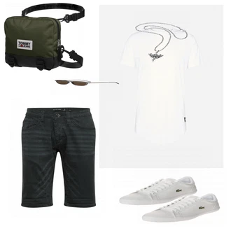 Outfit mit Grau Sneaker Lacoste "Sommer Outfit"