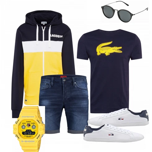 Weiß Sonnenbrille Kapten & Son kombinieren mit Blau/Schwarz Hemd Jack & Jones
