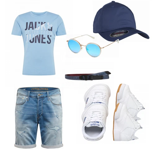 Weiß Sonnenbrille Kapten & Son kombinieren mit Grau Hemd Jack & Jones