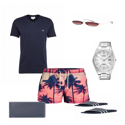 Grau Portemonnaie Picard kombinieren mit Schwarz T-Shirt Lacoste