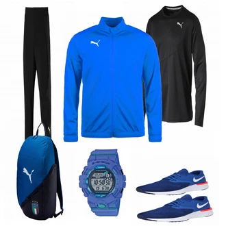 Sport Outfits mit Schwarz Puma, Blau Tasche Puma, Schwarz Puma, Blau Puma "Sport Jacken fuer Herren"