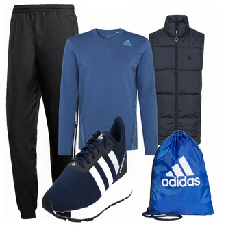 Outfit mit Blau Sportrucksack Adidas Performance "Sport Outfit"
