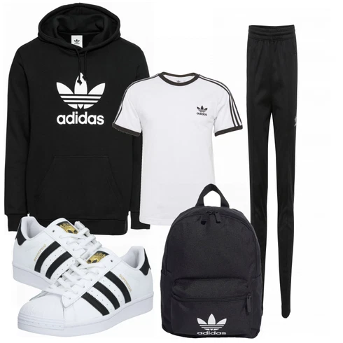 Schwarz Große Größe Sweatmode Adidas Originals kombinieren