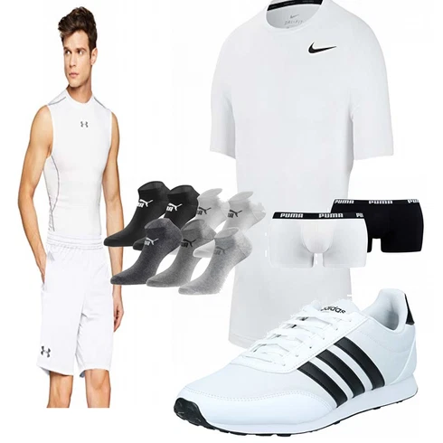 Grau/Weiß/Schwarz T-Shirt Nike kombinieren mit Weiß Trachtenmode Adidas