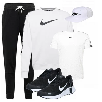 Outfit mit Weiß T-Shirt Nike "Sport Outfit"