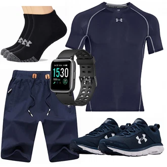 Outfit mit Blau Schuh Under Armour "Sport Outfit"