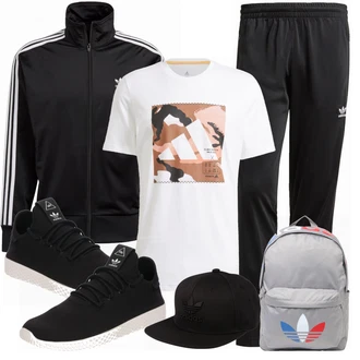 Outfit mit Schwarz Hose Große Größe Adidas Originals "Sport Outfit"