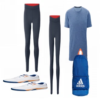 Outfit mit Blau Sportrucksack Adidas Performance "Sport Outfit"