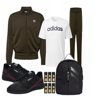 Outfit mit Weiß Casual T-Shirt Adidas Performance "Sport Outit"