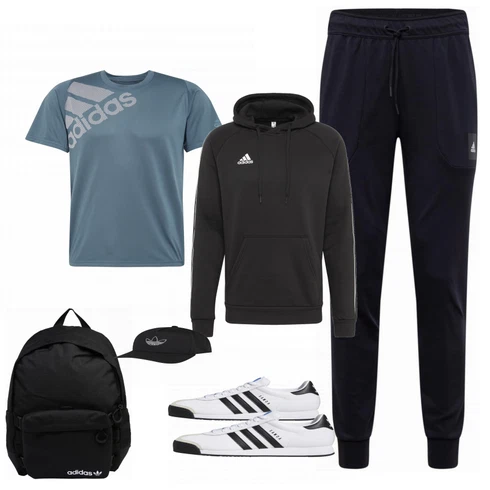 Blau Casual T-Shirt Adidas Performance kombinieren mit Schwarz Hoodie Adidas Performance